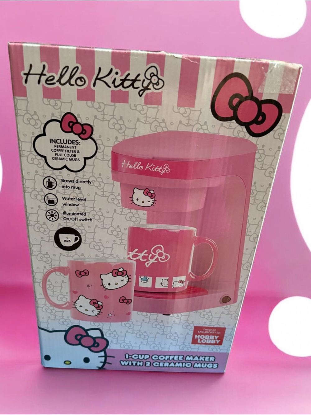 Hello Kitty 1-Cup Coffee Maker with 2 Ceramic Mugs ☕️🎀